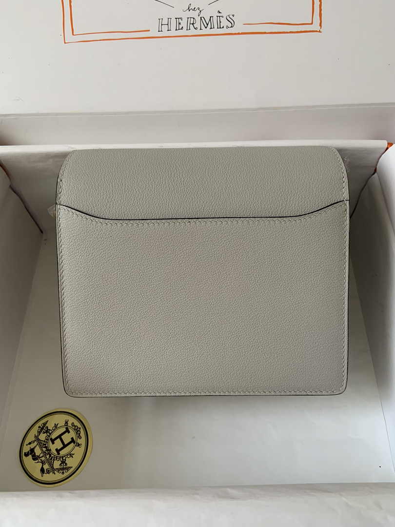 Hermès Mini Roulis Bag Light Gray Evercolor Gold Hardware H50327