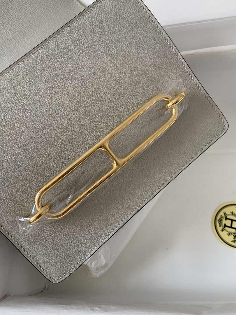 Hermès Mini Roulis Bag Light Gray Evercolor Gold Hardware H50327