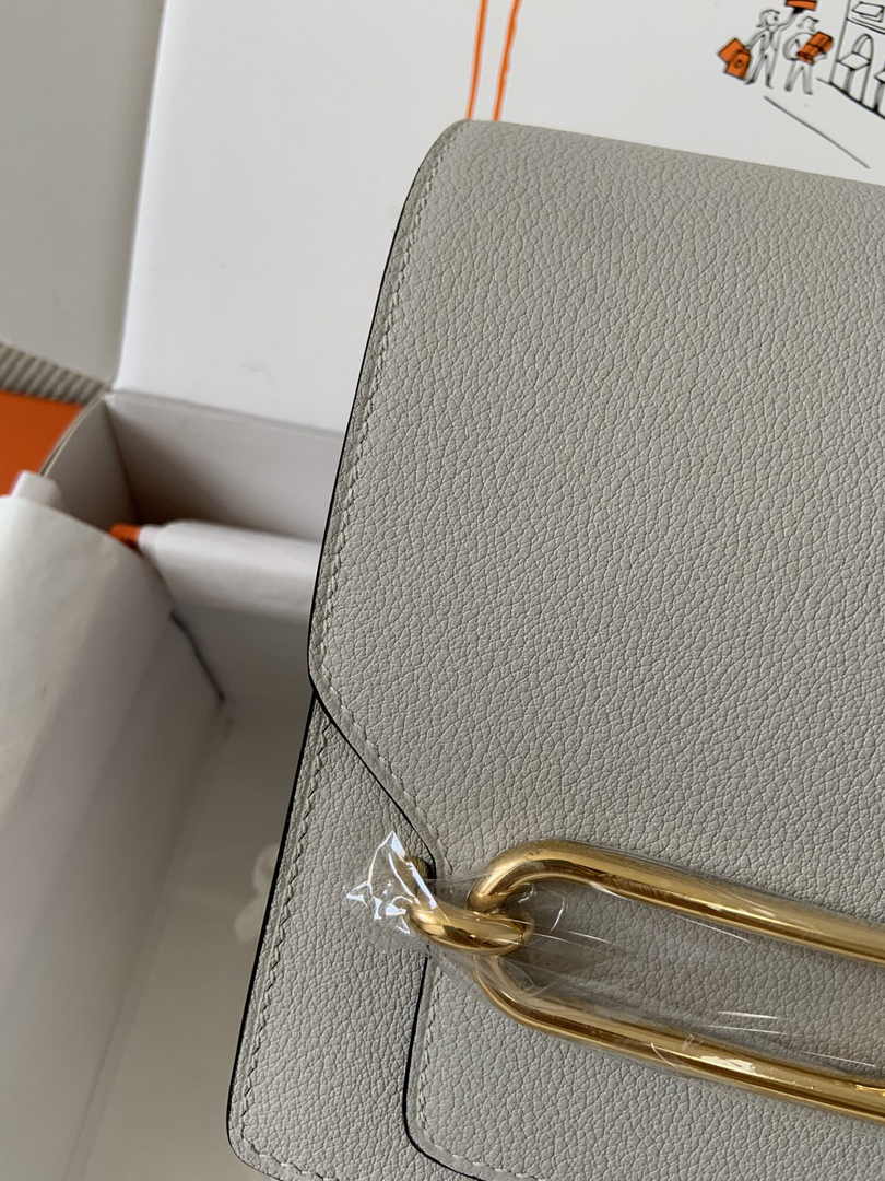 Hermès Mini Roulis Bag Light Gray Evercolor Gold Hardware H50327