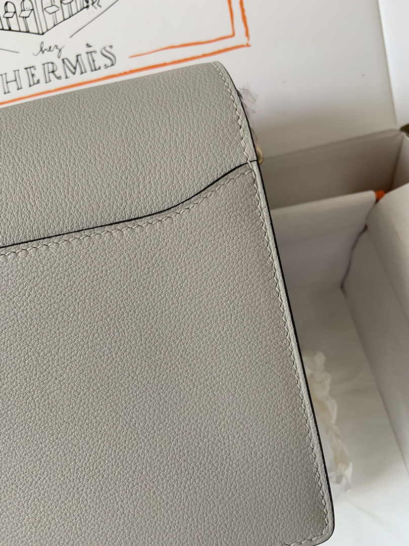 Hermès Mini Roulis Bag Light Gray Evercolor Gold Hardware H50327