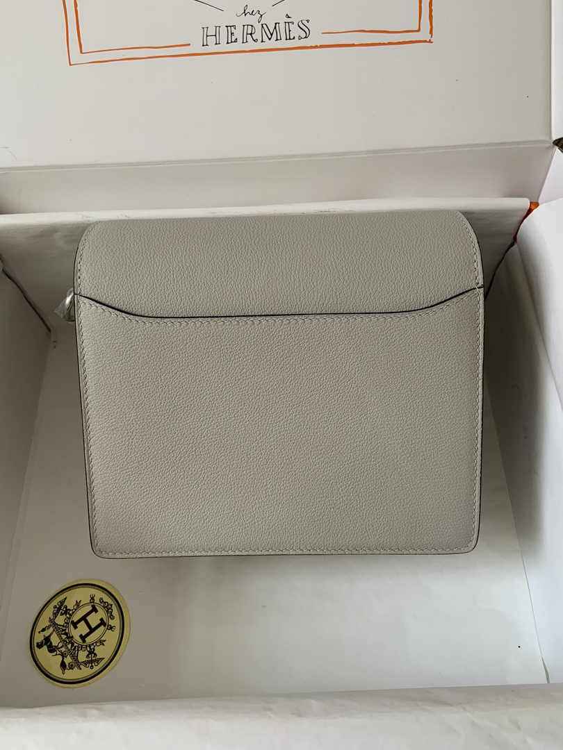 Hermès Mini Roulis Bag Light Gray Evercolor Silver Hardware H50328