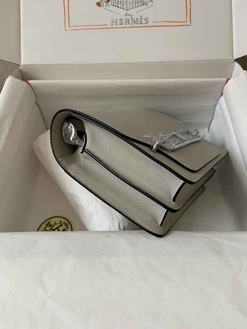 Hermès Mini Roulis Bag Light Gray Evercolor Silver Hardware H50328