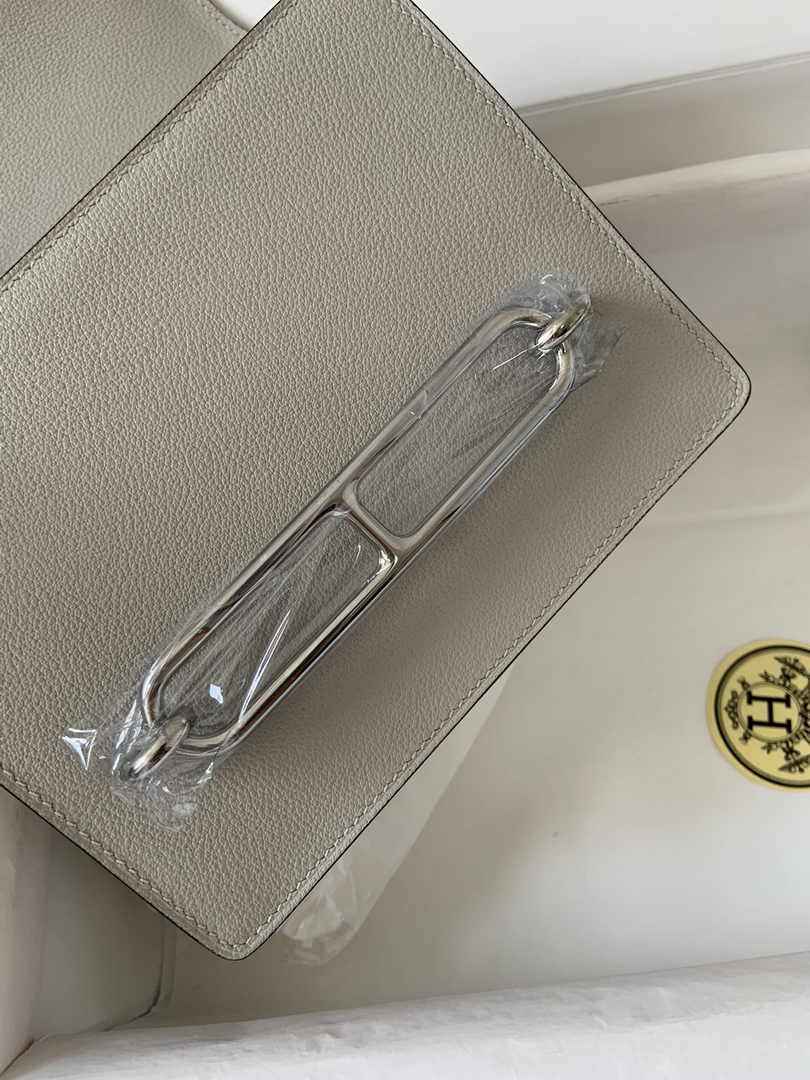 Hermès Mini Roulis Bag Light Gray Evercolor Silver Hardware H50328