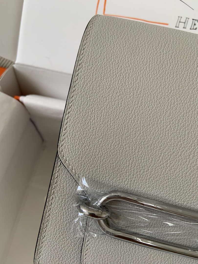 Hermès Mini Roulis Bag Light Gray Evercolor Silver Hardware H50328
