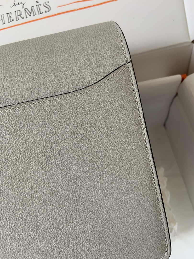 Hermès Mini Roulis Bag Light Gray Evercolor Silver Hardware H50328