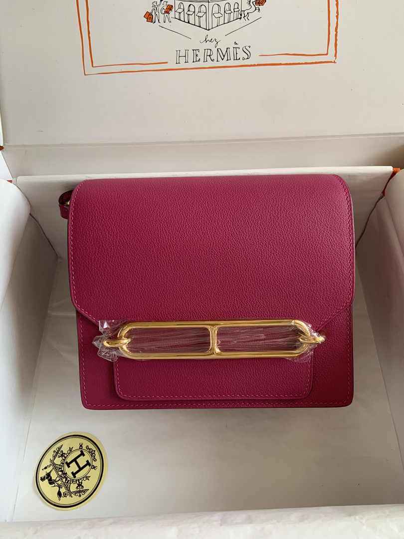 Hermès Mini Roulis Bag Pink Purple Evercolor Gold Hardware H50325