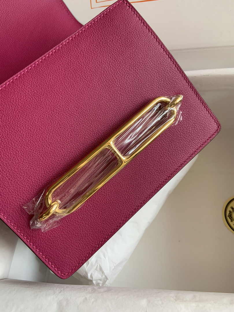 Hermès Mini Roulis Bag Pink Purple Evercolor Gold Hardware H50325