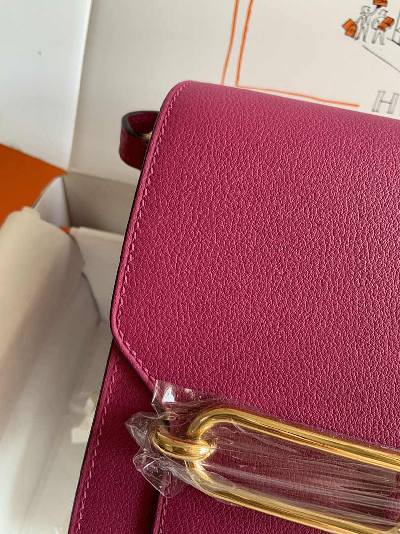 Hermès Mini Roulis Bag Pink Purple Evercolor Gold Hardware H50325