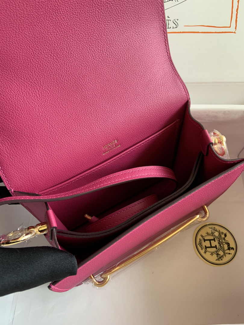 Hermès Mini Roulis Bag Pink Purple Evercolor Gold Hardware H50325