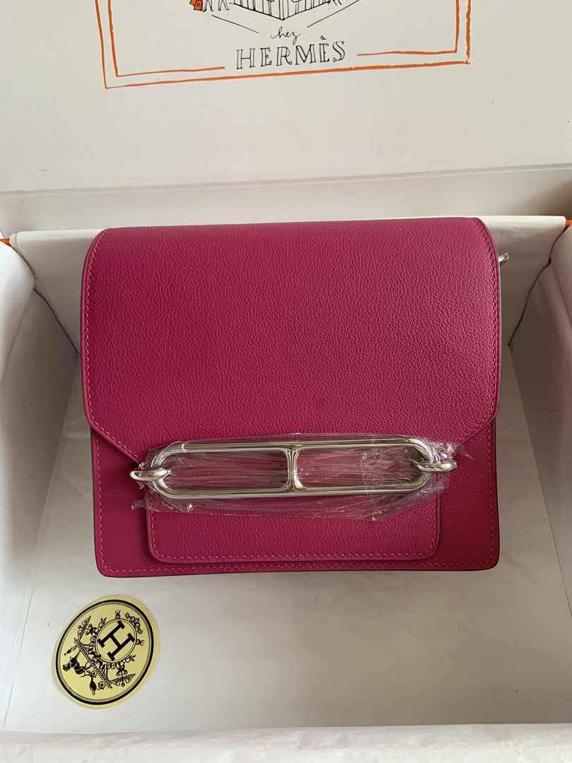 Hermès Mini Roulis Bag Pink Purple Evercolor Silver Hardware H50326