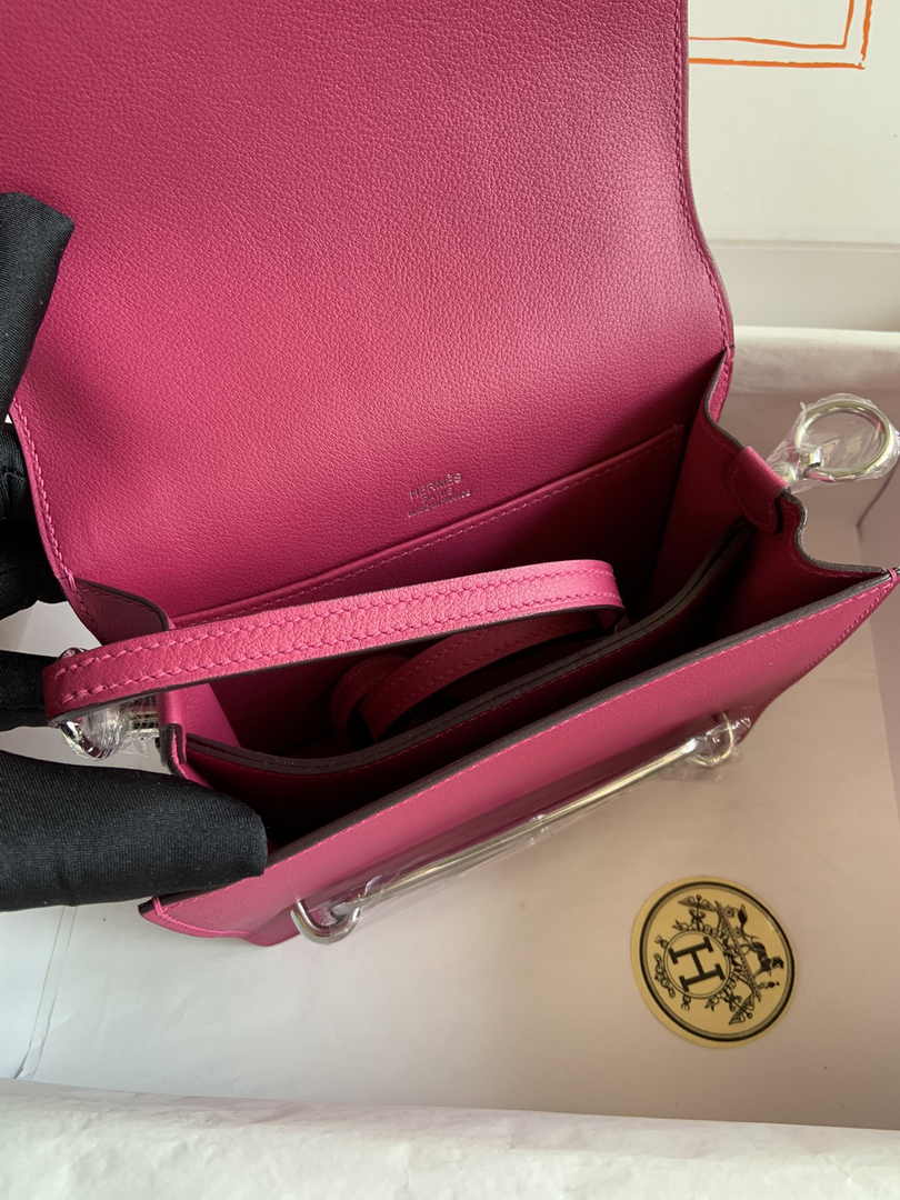 Hermès Mini Roulis Bag Pink Purple Evercolor Silver Hardware H50326