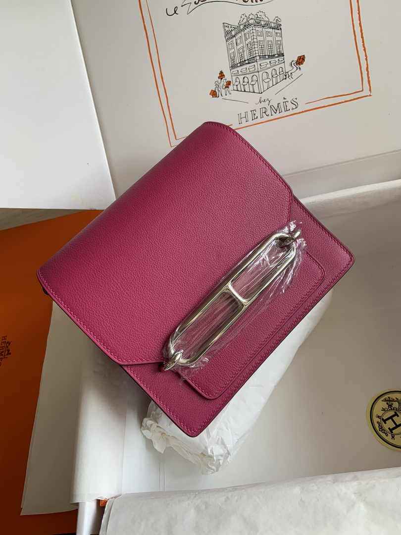 Hermès Mini Roulis Bag Pink Purple Evercolor Silver Hardware H50326