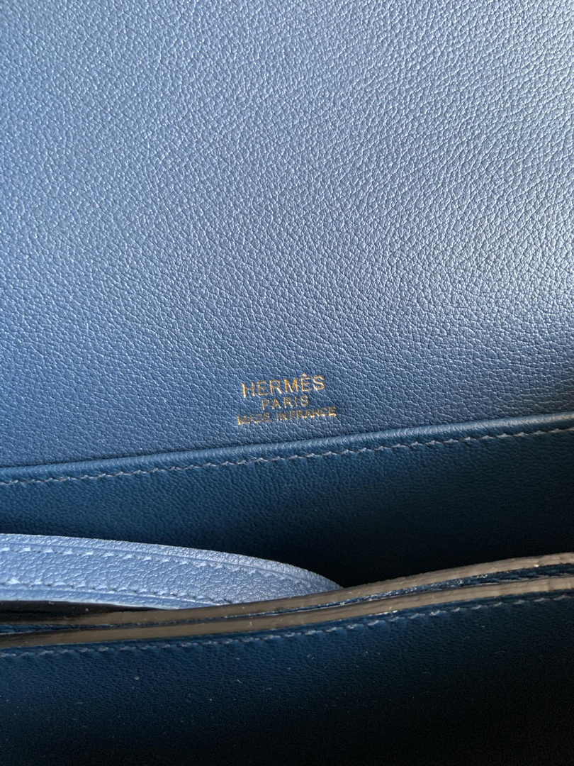 Hermès Mini Roulis Bag Blue Evercolor Gold Hardware H50312