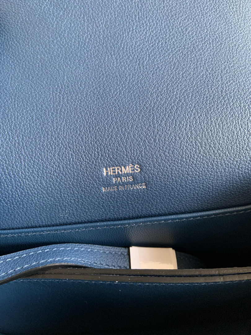 Hermès Mini Roulis Bag Blue Evercolor Silver Hardware H50313