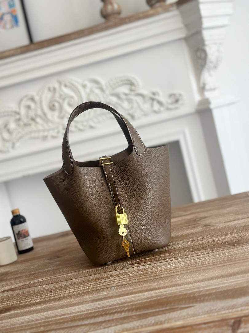 Hermès Picotin Lock 18 pocket bag Togo Leather H935100 dark gray