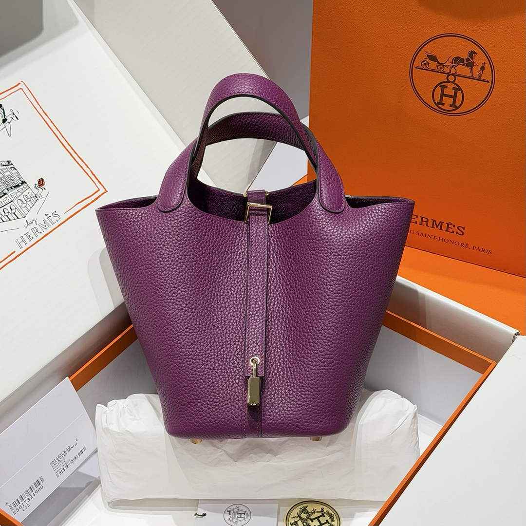Hermès Picotin Lock 18 pocket bag Togo Leather Purple H9352008