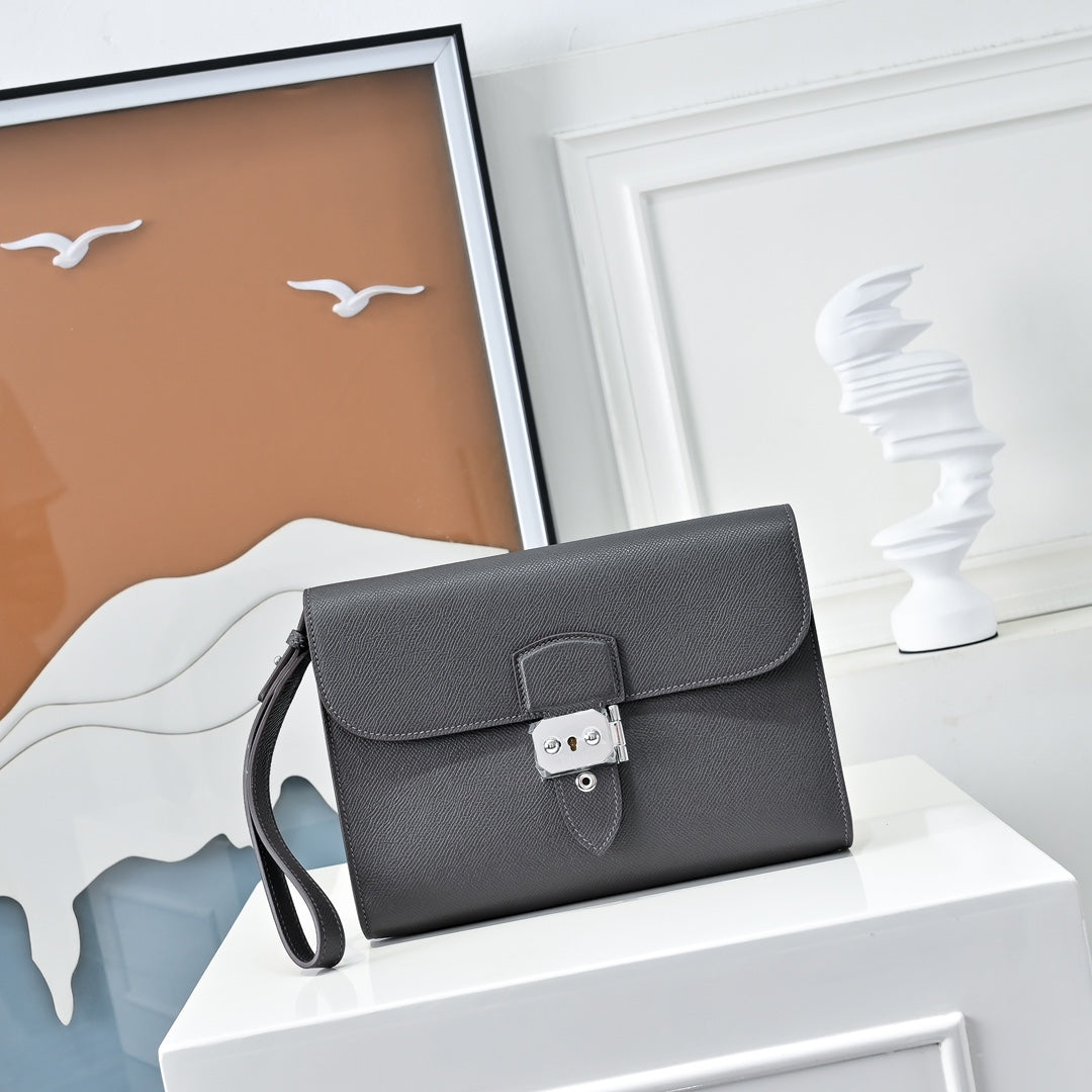 Hermès Sac a Depeches 24 Dark Gray Epsom Calfskin Leather Bag - Default Title - View 1