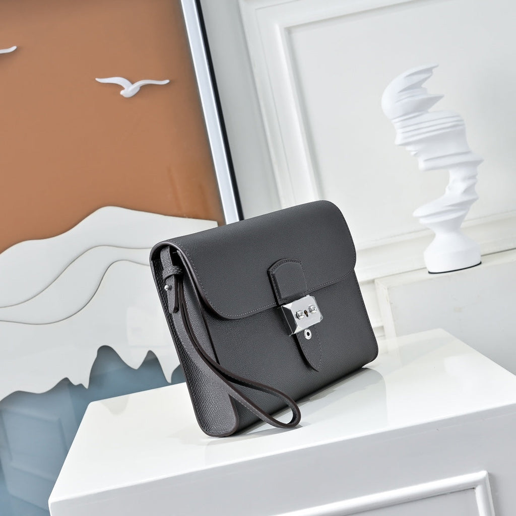 Hermès Sac a Depeches 24 Dark Gray Epsom Calfskin Leather Bag - Default Title - View 3