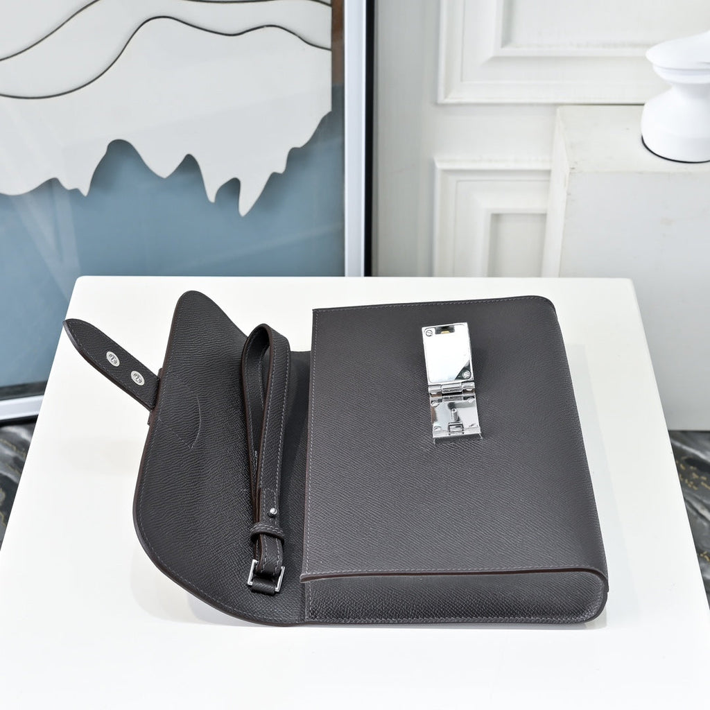 Hermès Sac a Depeches 24 Dark Gray Epsom Calfskin Leather Bag - Default Title - View 8