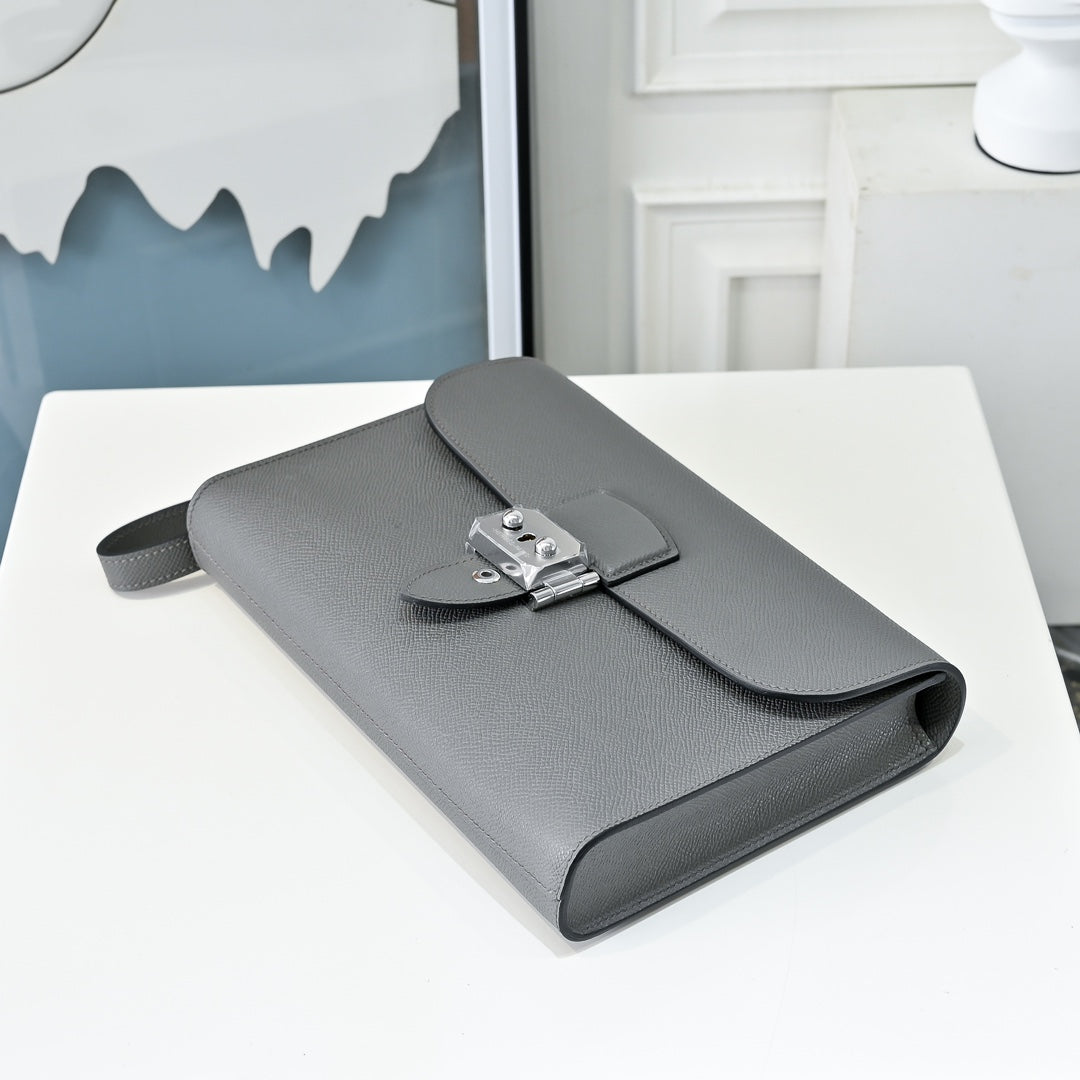 Hermès Sac a Depeches 24 in Gray Epsom Calfskin - Default Title - View 4
