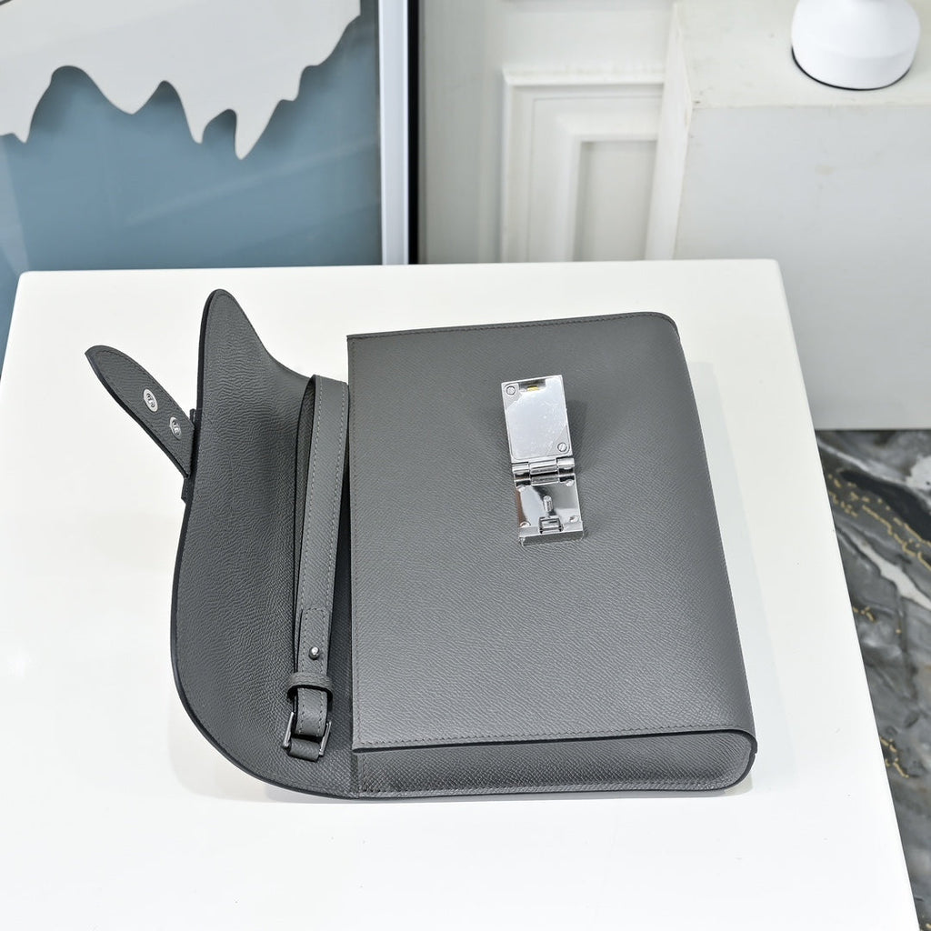 Hermès Sac a Depeches 24 in Gray Epsom Calfskin - Default Title - View 5
