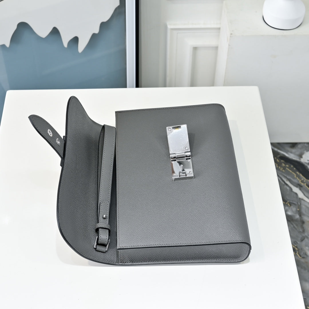 Hermès Sac a Depeches 24 in Gray Epsom Calfskin - Default Title - View 5