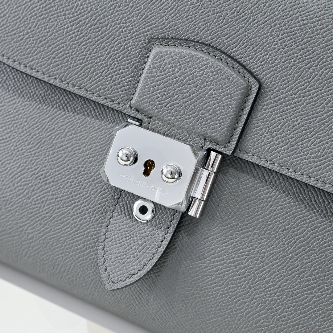 Hermès Sac a Depeches 24 in Gray Epsom Calfskin - Default Title - View 6