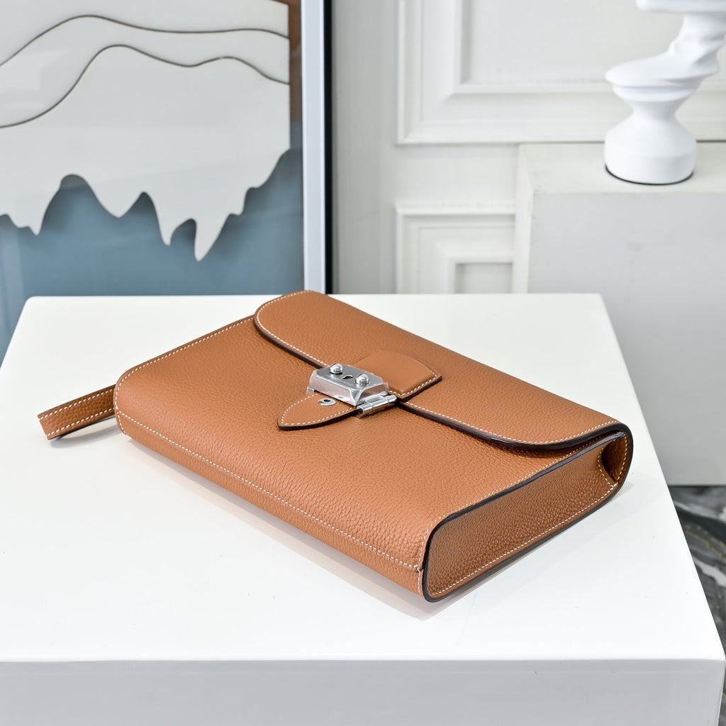 Hermès Sac a Depeches 24 – Togo Calfskin Brown - Default Title - View 4