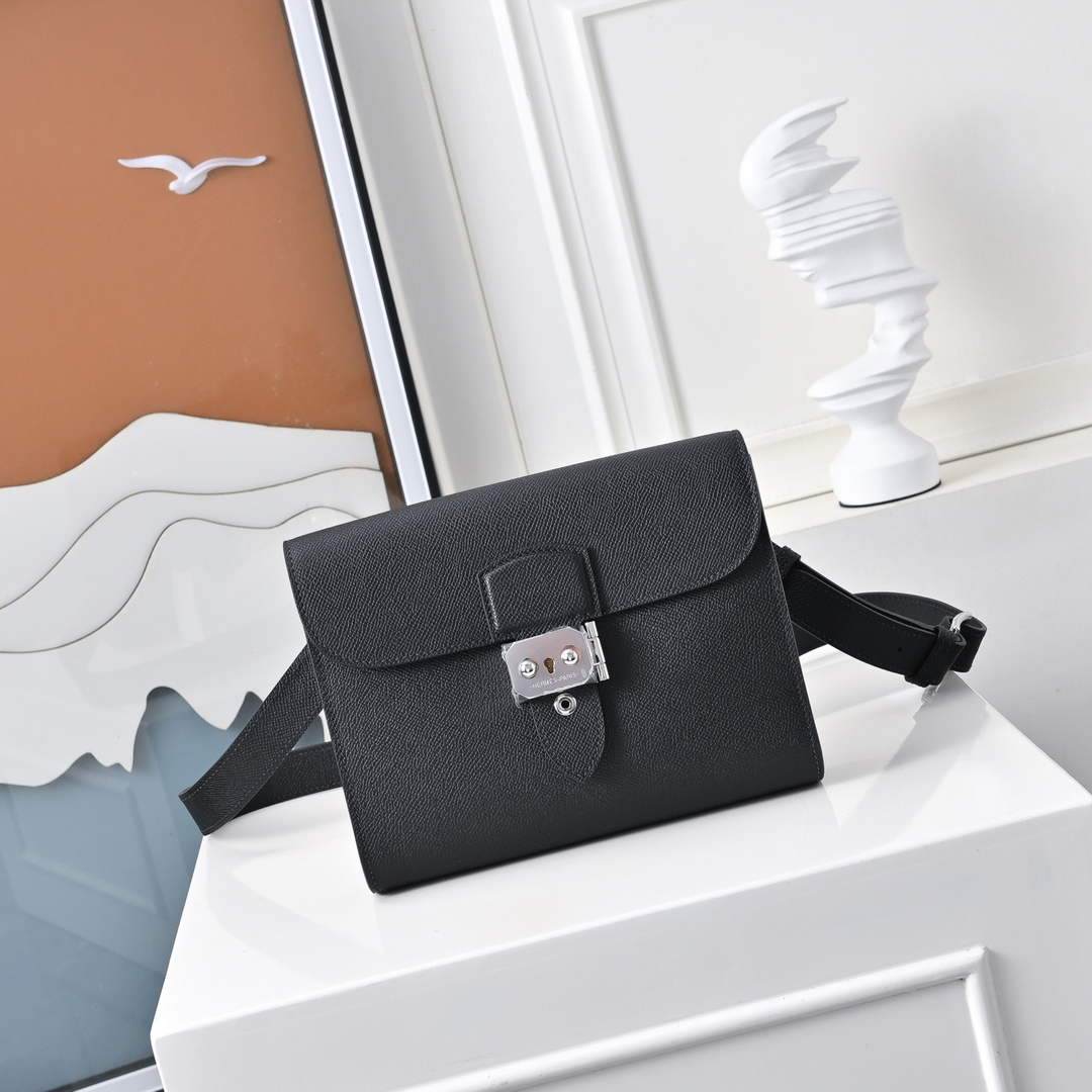 Hermès Sac Dépêche 21 Epsom Calfskin Black Bag