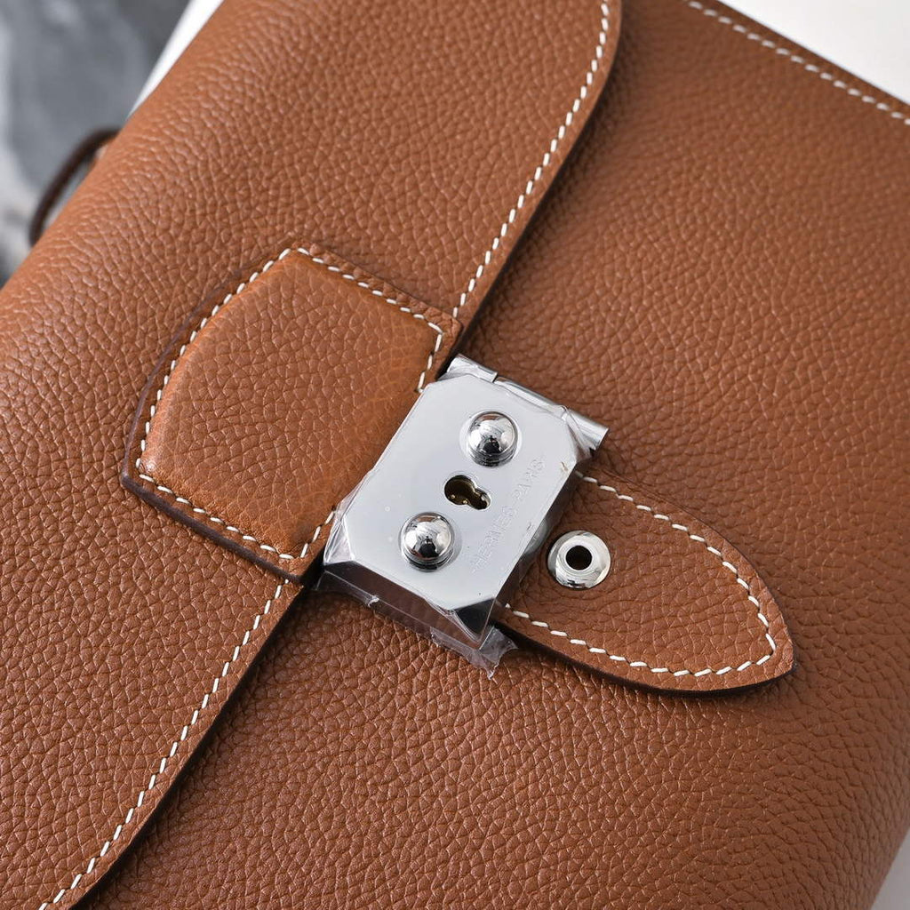 Hermès Sac à Dépêches 21 – Secure Lockable Flap – Brown Epsom Calfskin