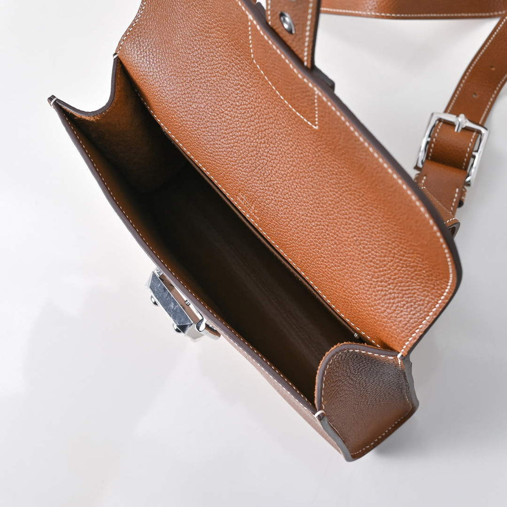 Hermès Sac à Dépêches 21 – Secure Lockable Flap – Brown Epsom Calfskin