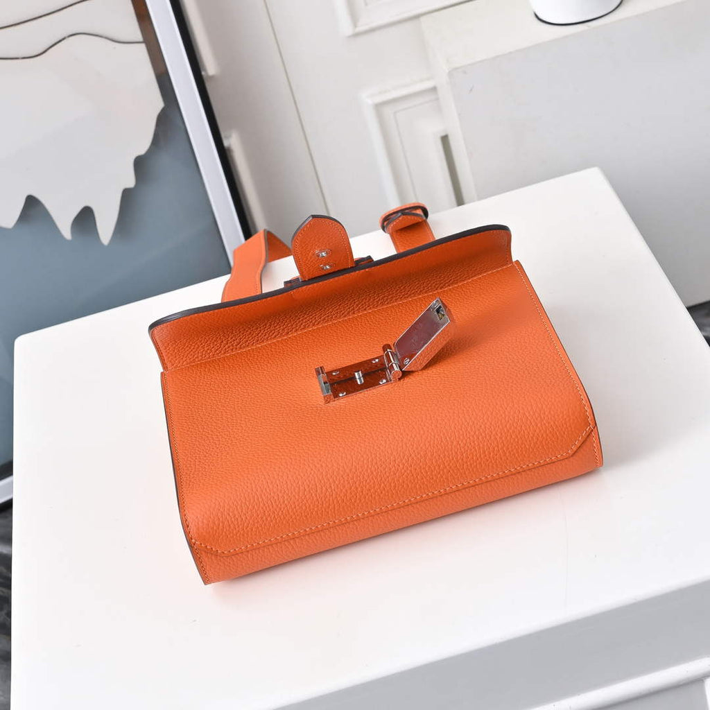 Hermès Sac Dépêche 21 – Looped Handle & Lockable Clasp – Orange Epsom Calfskin