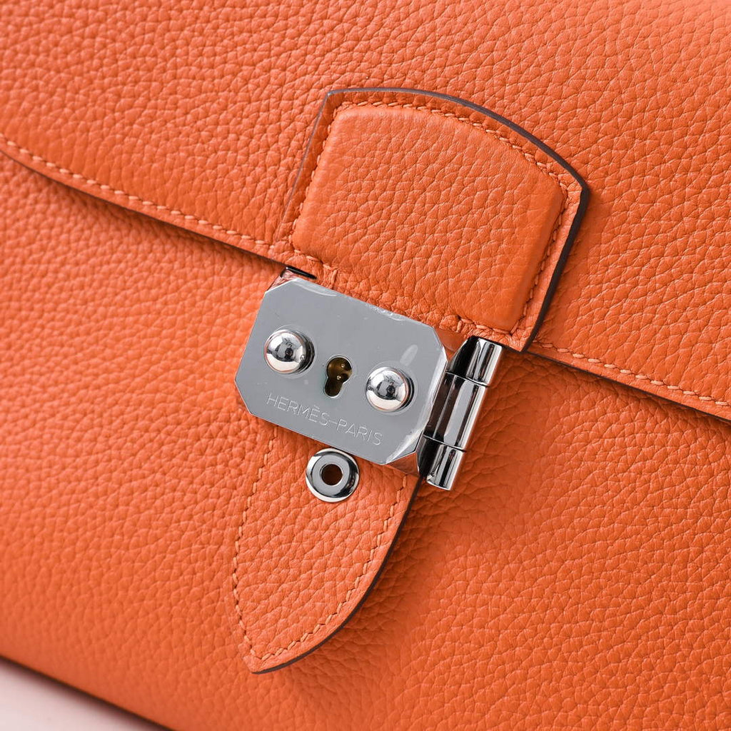 Hermès Sac Dépêche 21 – Looped Handle & Lockable Clasp – Orange Epsom Calfskin