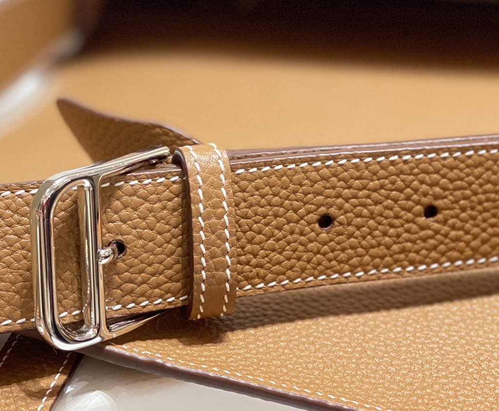 Hermès Steven Messenger Bag Togo leather Silver hardware 30cm Light Brown