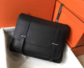 Hermès Steven Messenger Bag Togo leather Silver hardware 34cm Black