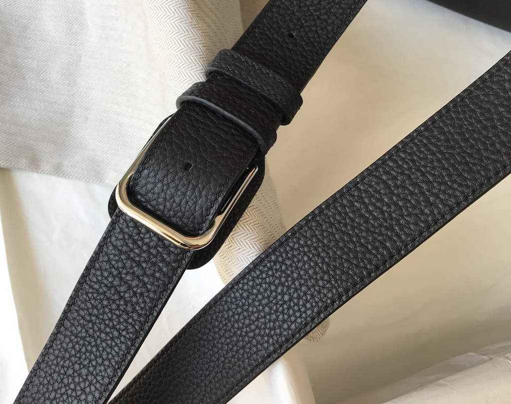 Hermès Steven Messenger Bag Togo leather Silver hardware 34cm Black