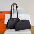 Hermes Tablier sellier Bag Coffee Swift calfskin and H canvas Gold hardware