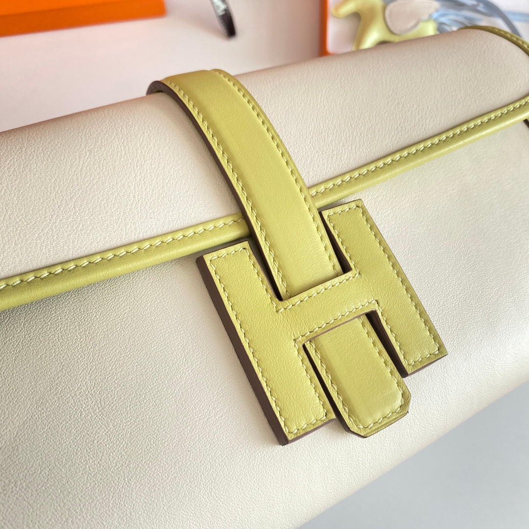 Hermes Wallet Clutch Swift Leather 29cm In Beige Green