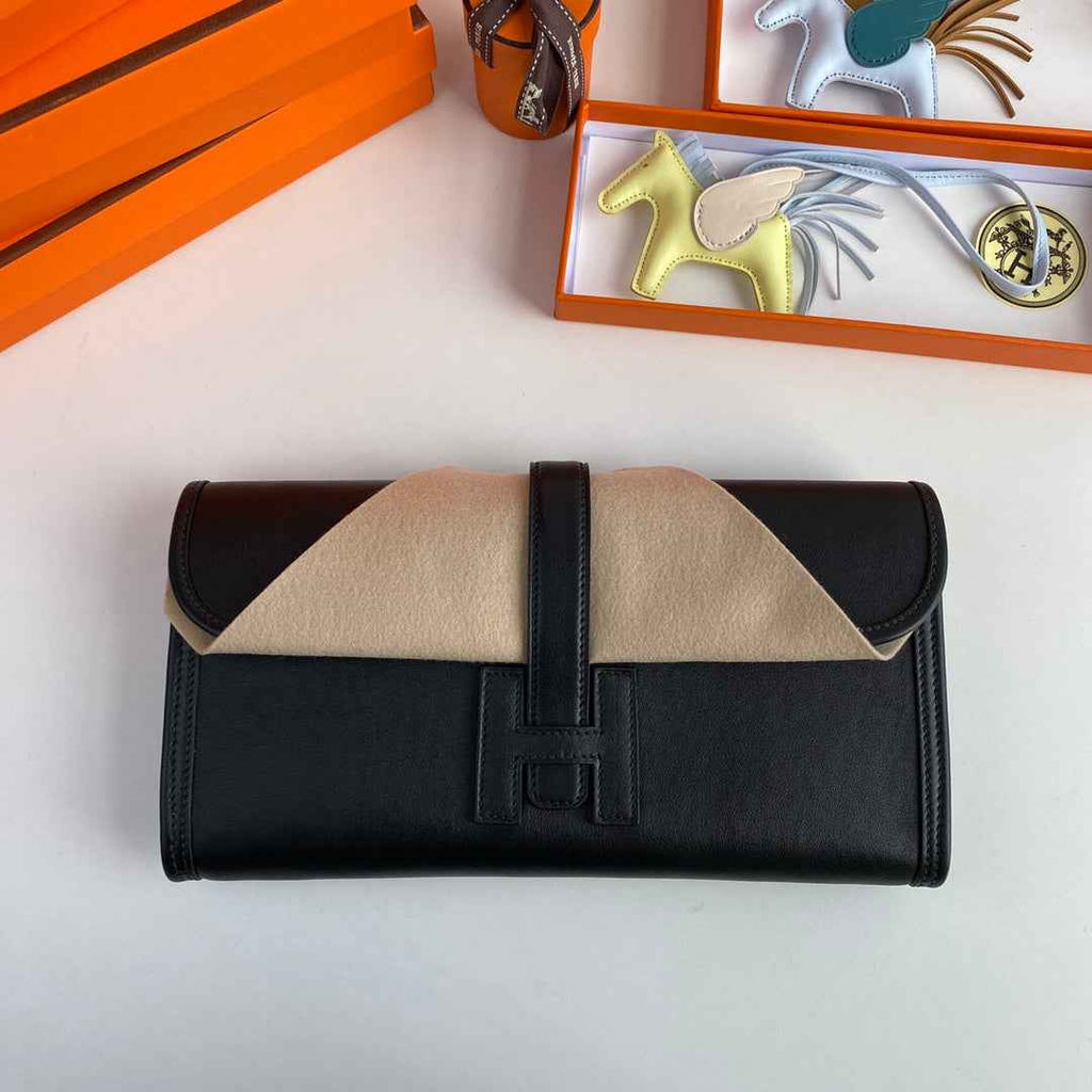 Hermes Wallet Clutch Swift Leather 29cm In Black