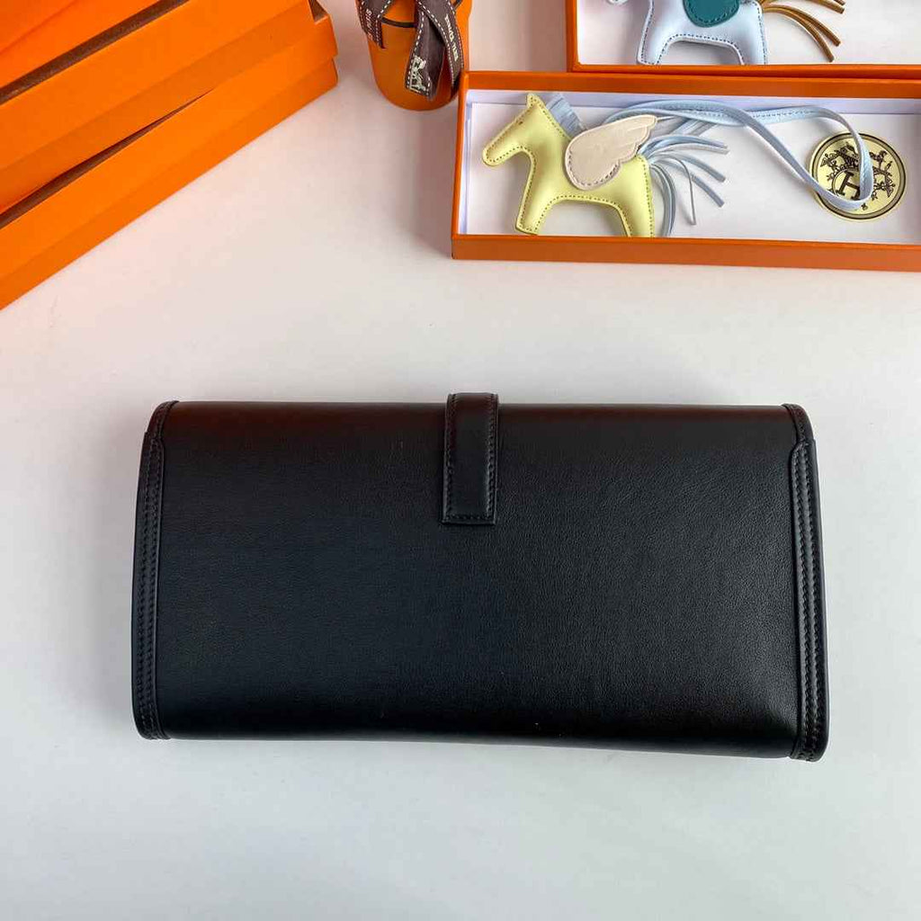 Hermes Wallet Clutch Swift Leather 29cm In Black