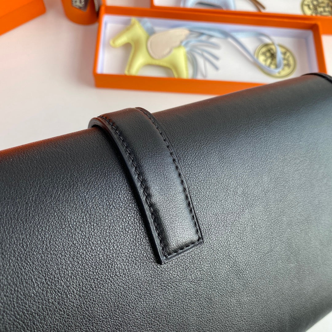 Hermes Wallet Clutch Swift Leather 29cm In Black