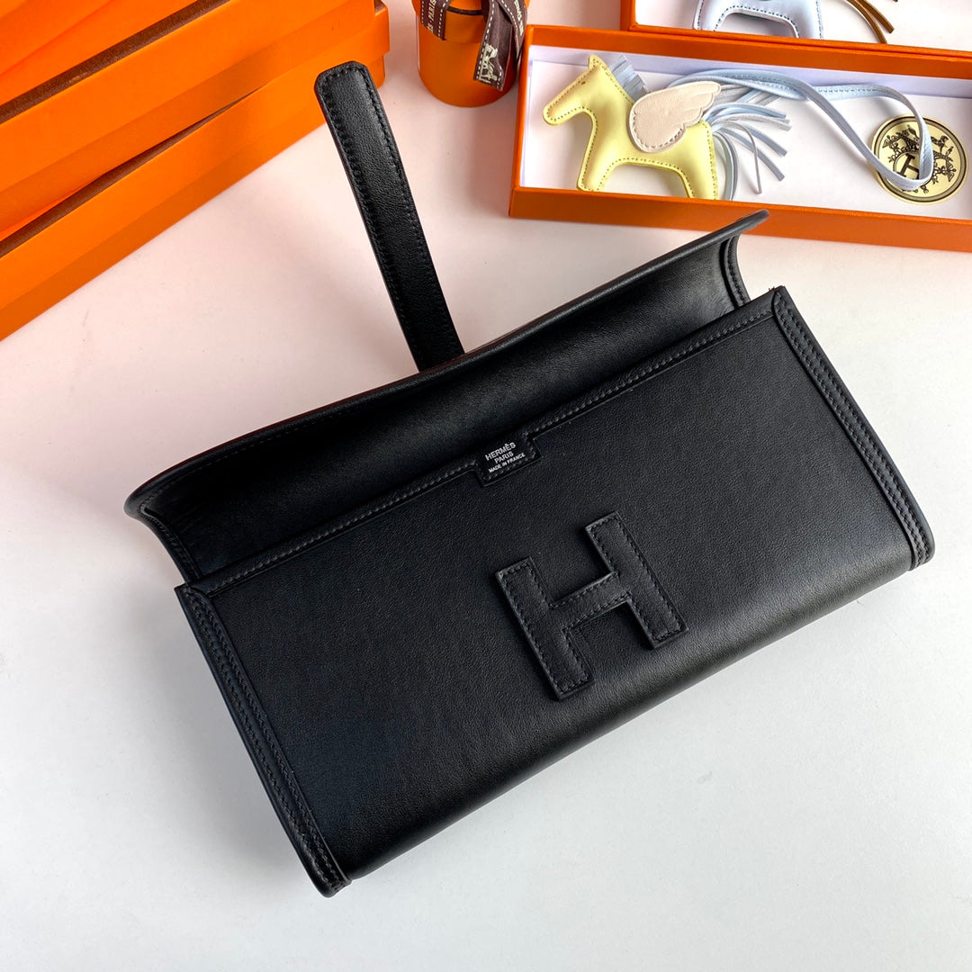 Hermes Wallet Clutch Swift Leather 29cm In Black
