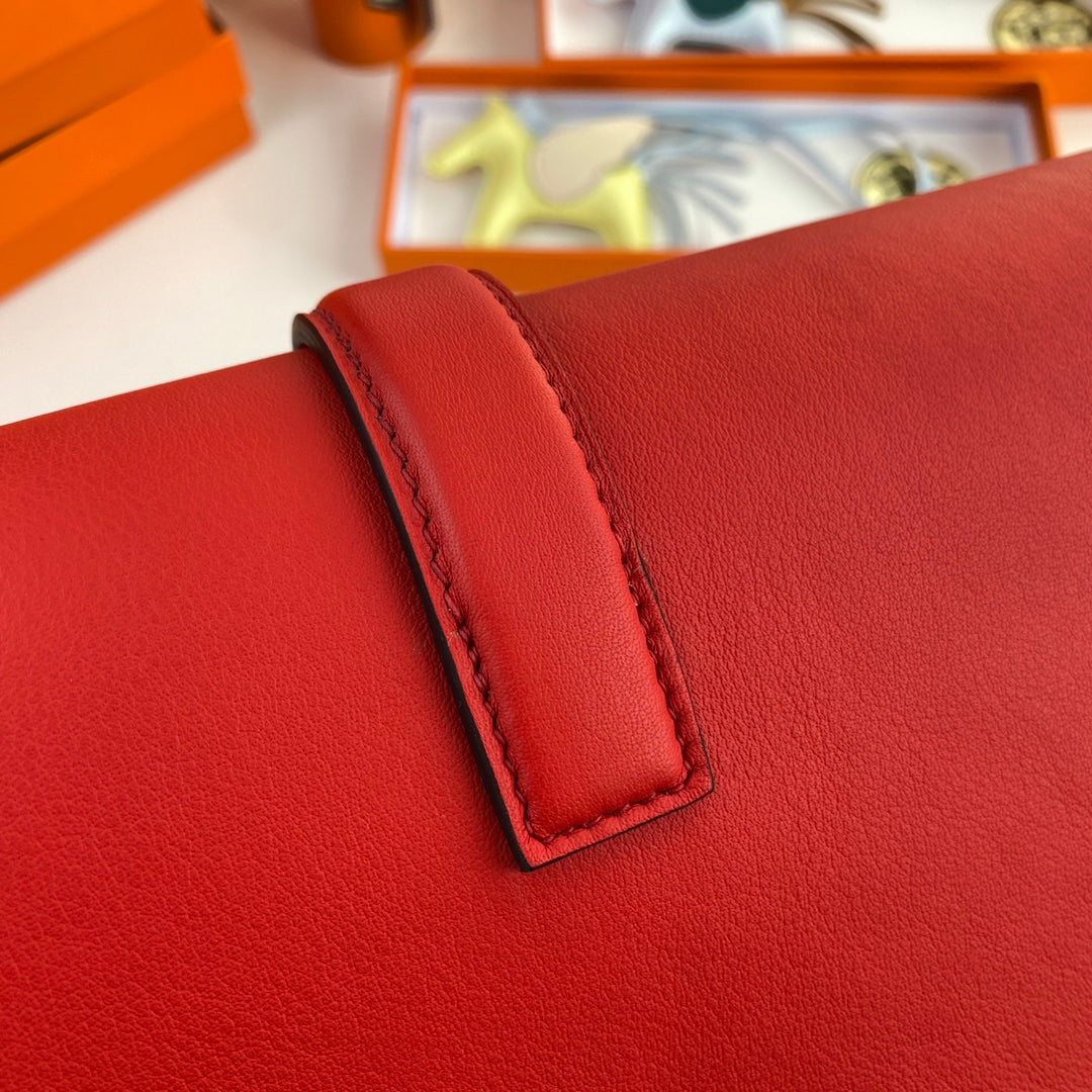 Hermes Wallet Clutch Swift Leather 29cm In Red
