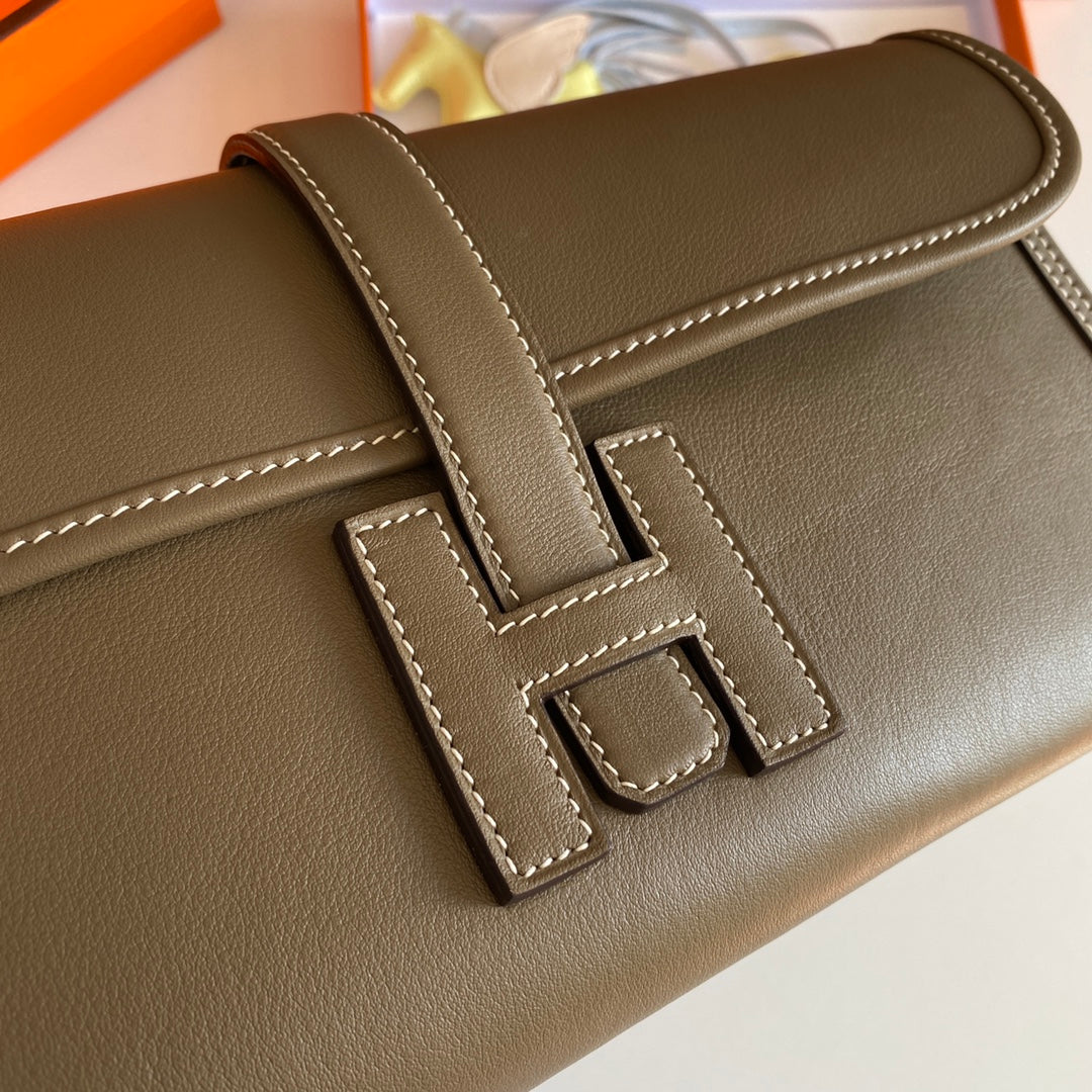 Hermes Wallet Clutch Swift Leather 29cm In Gray