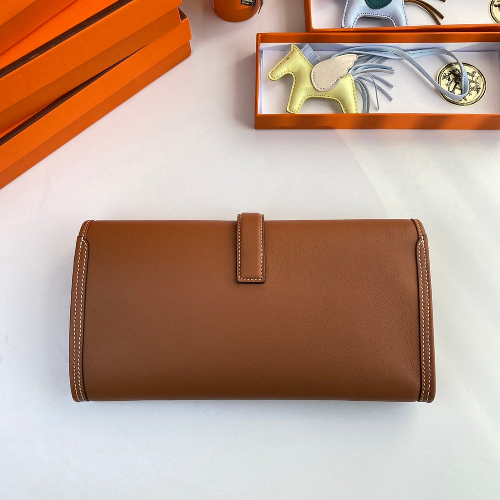 Hermes Wallet Clutch Swift Leather 29cm In Light Brown