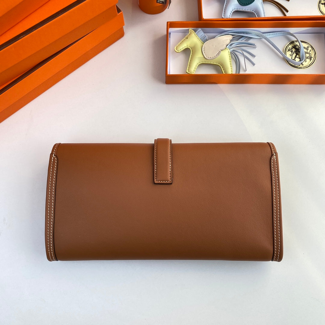 Hermes Wallet Clutch Swift Leather 29cm In Light Brown