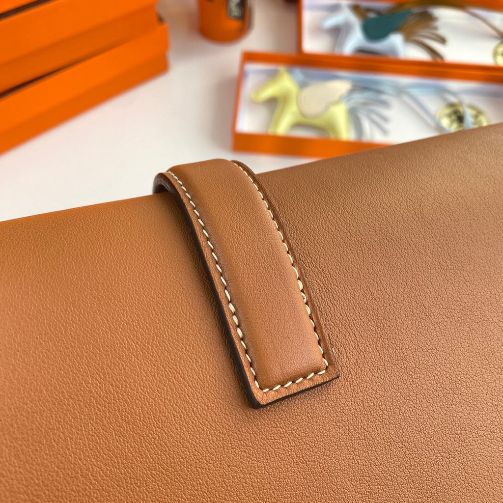 Hermes Wallet Clutch Swift Leather 29cm In Light Brown