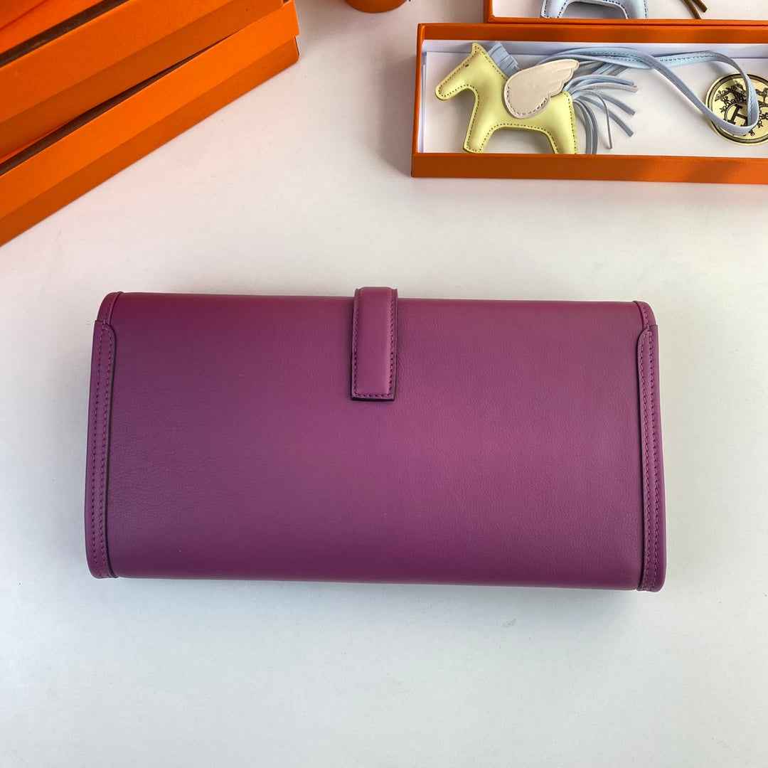 Hermes Wallet Clutch Swift Leather 29cm In Purple