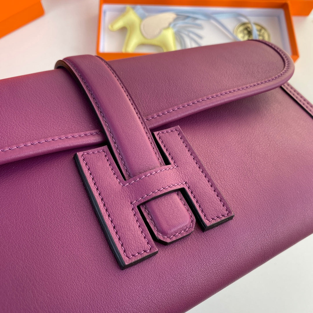 Hermes Wallet Clutch Swift Leather 29cm In Purple