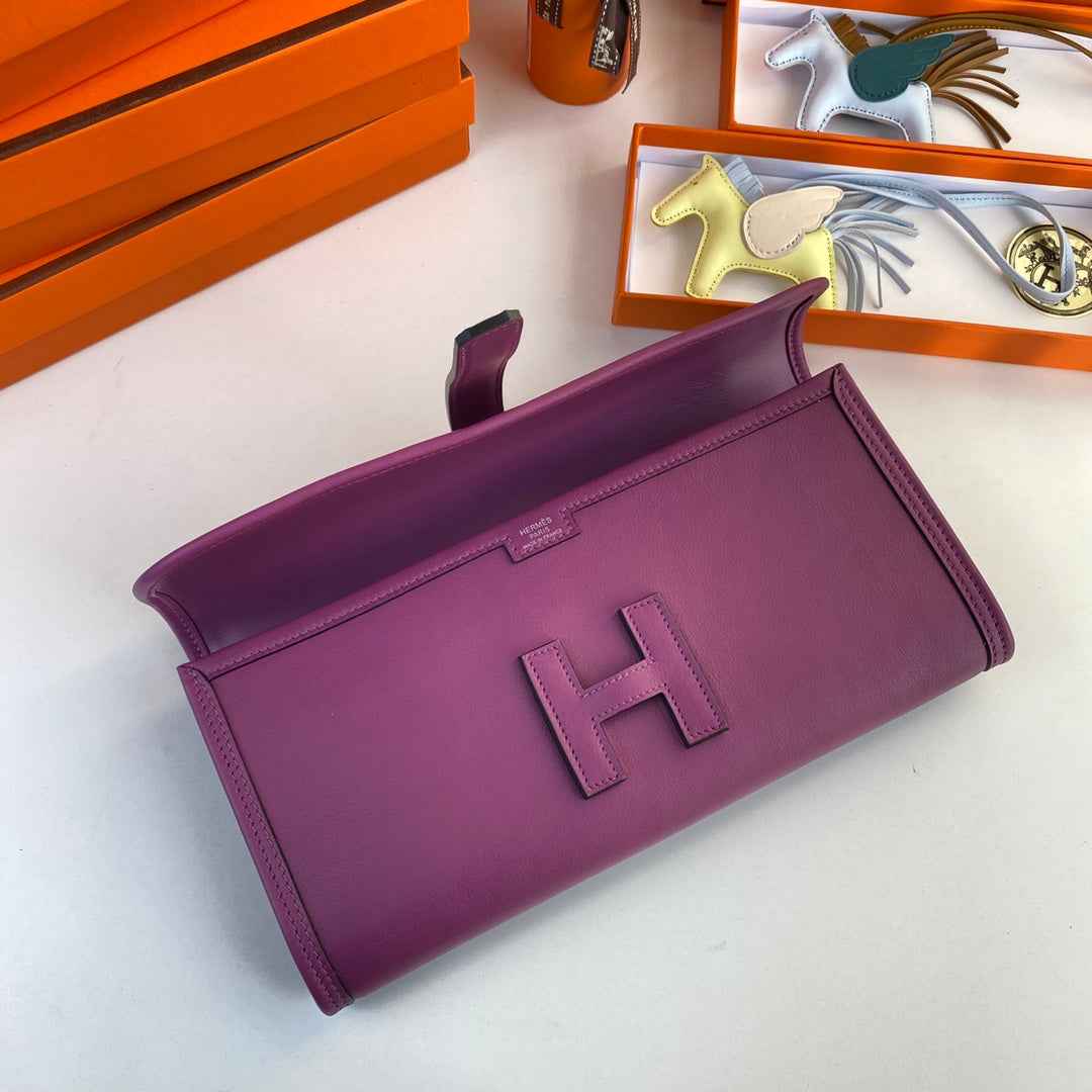 Hermes Wallet Clutch Swift Leather 29cm In Purple